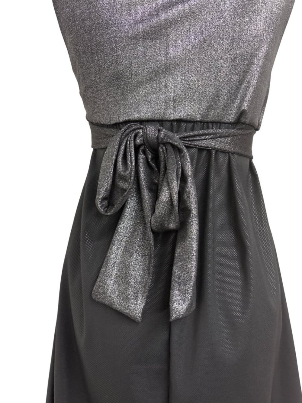 Max Rave Black Metallic Silver Empire Waist Dress With Tie-Back Design Size S - Picture 4 of 11